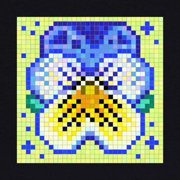 Celestial Blue And Yellow Pansy Pixel Art by CozyPixelFluff